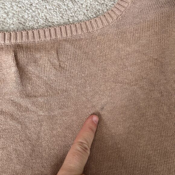 Hollister Babydoll Sweater Top Womens XL Tan Cable Knit Square Neck Y2K Preppy - Picture 7 of 7